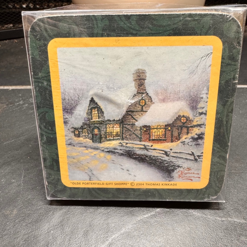Thomas Kinkade Victorian Christmas III Coasters 4 Pack Olde‎ Porterfield Gifts